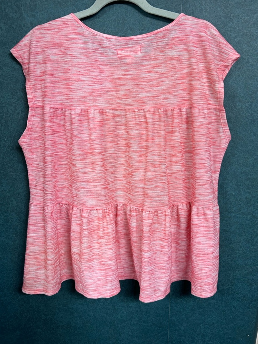 NWOT XL Studio by JPR Women’s Pink Heathered Cap-Sleeve Peplum Top - Picture 4 of 4